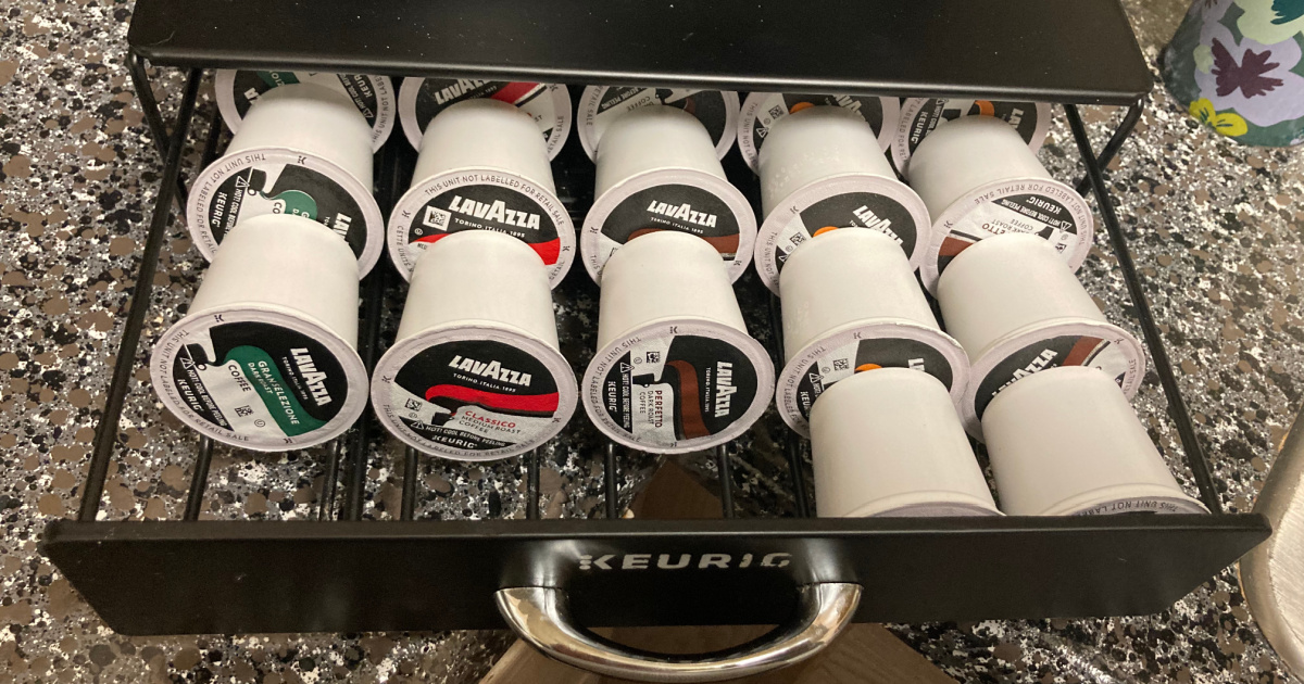 coffee pods organized in drawer