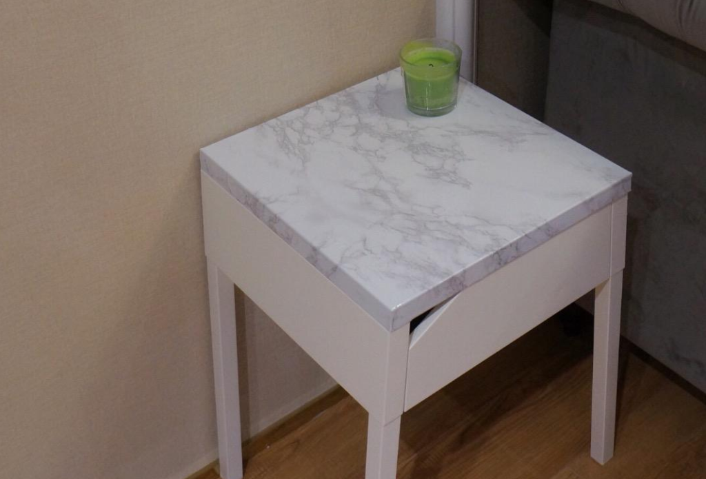 table with marble paper top