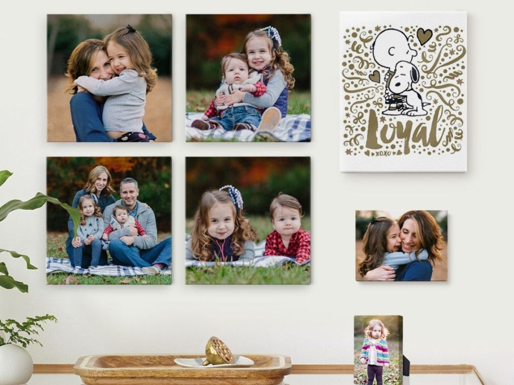 photo tile pics on gallery wall