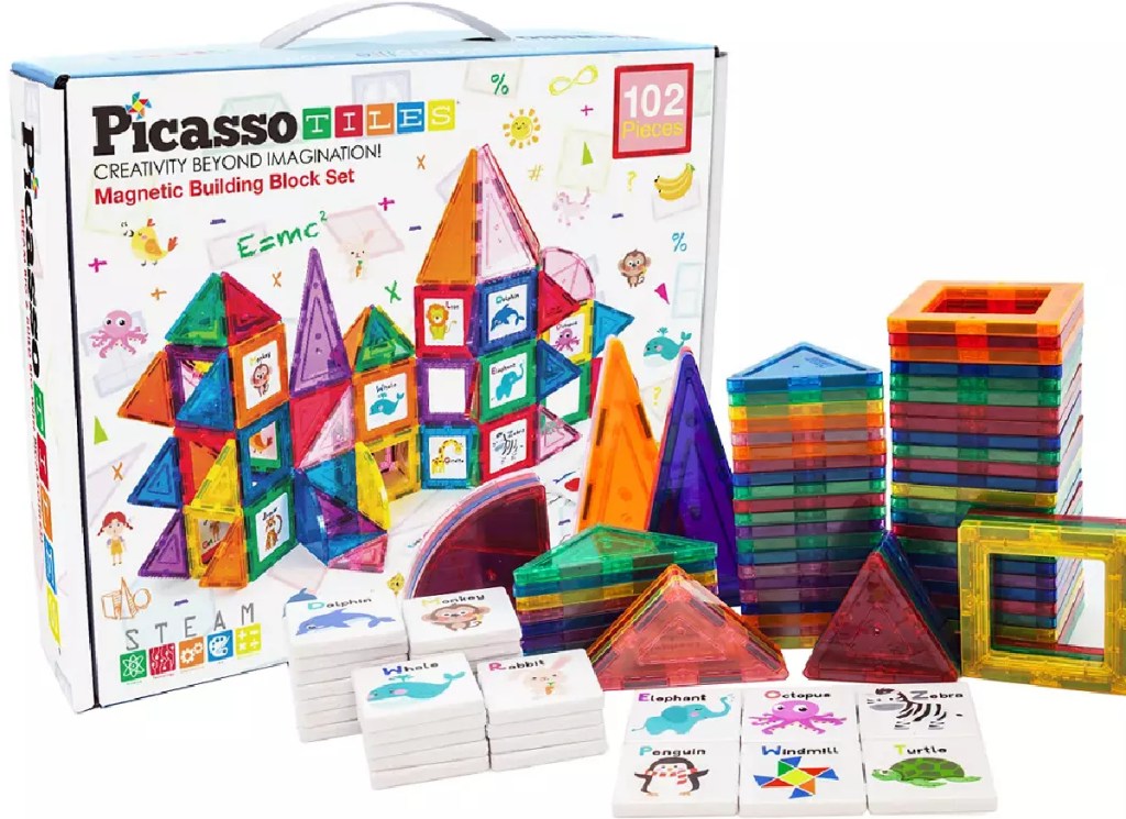 PicassoTiles 102-Piece Learning Magnetic Tile Set (1)