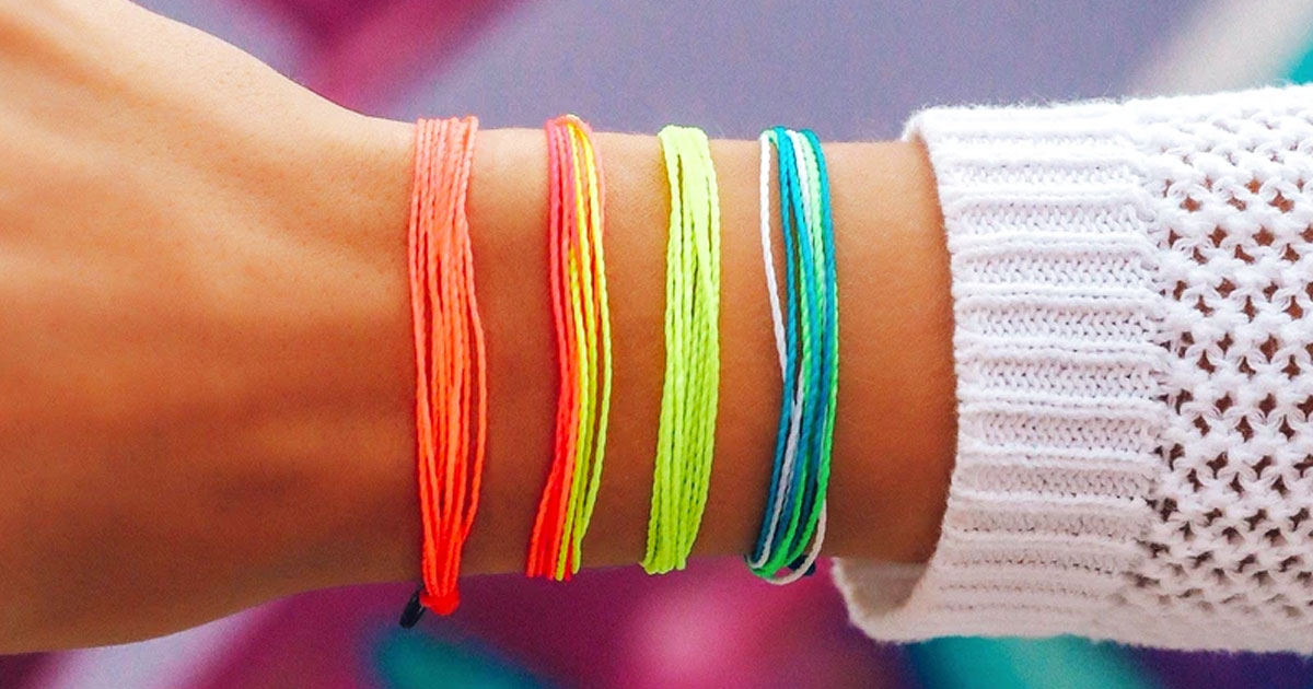 neon bracelets on wrist
