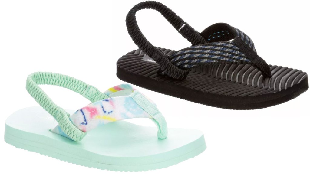 two pairs of infant flip flops