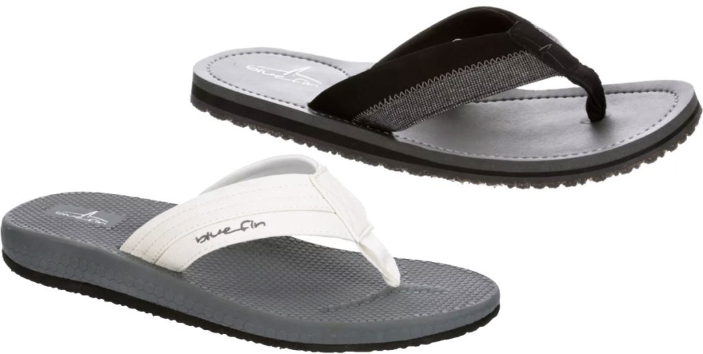 two pairs of mens flip flop sandals