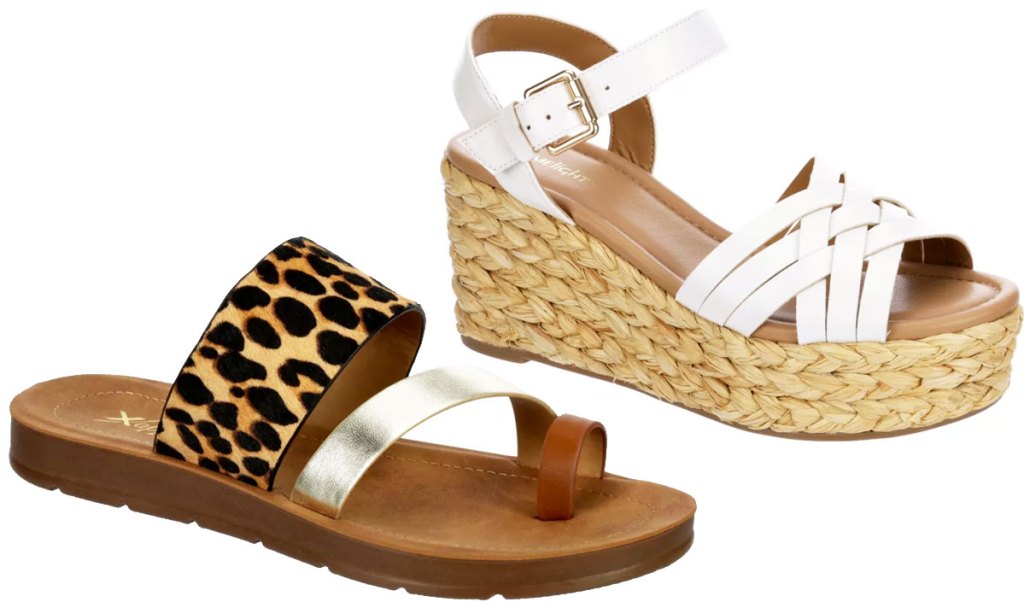 two pairs of womens sandals