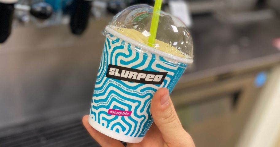 hand holding Small Slurpee