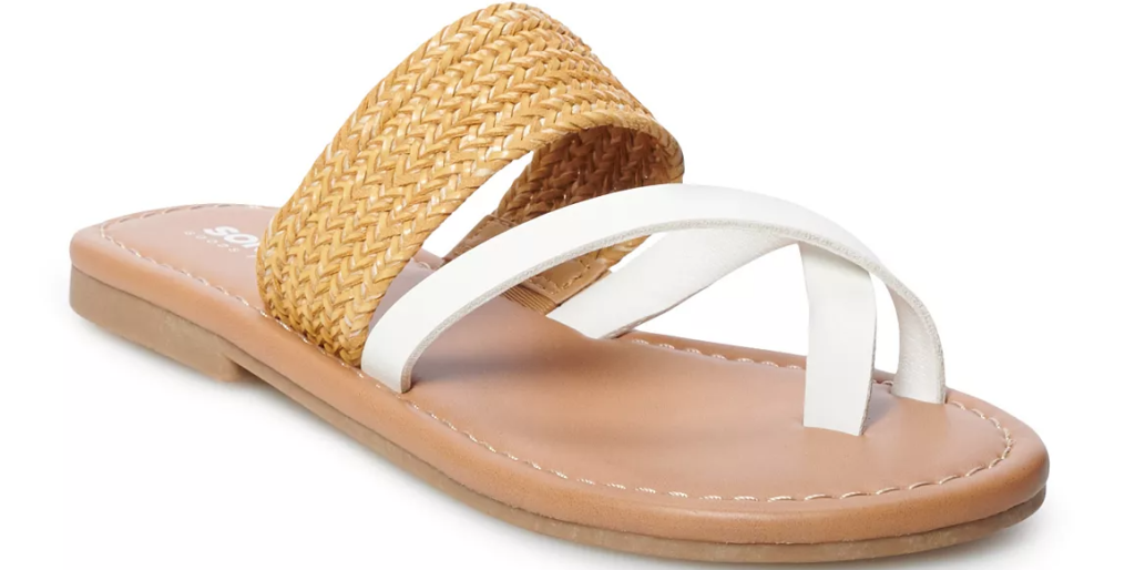 white and tan sandal