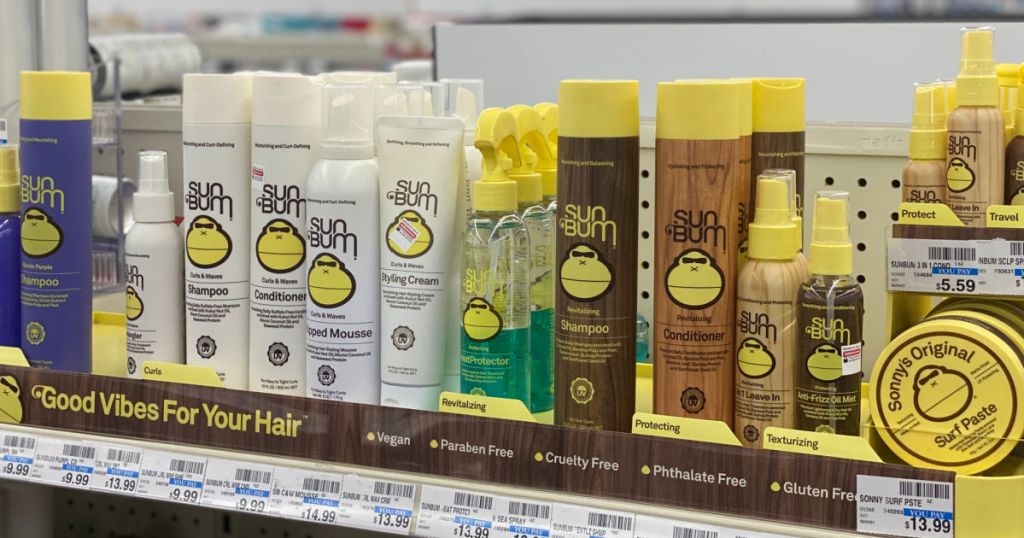 hair care products on shelf 