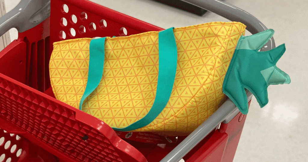 pineapple shaped cooler in red target shopping cart