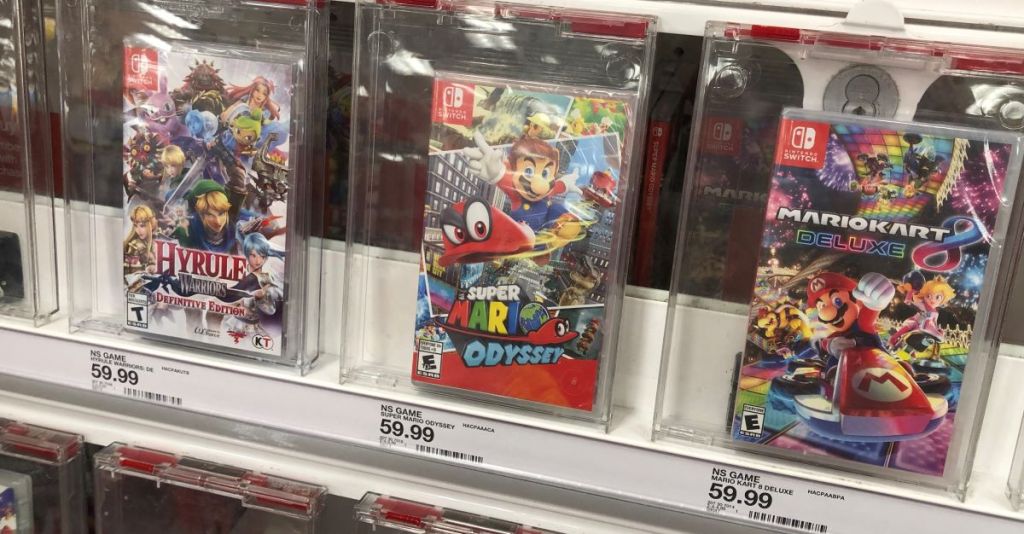 row of video games at Target