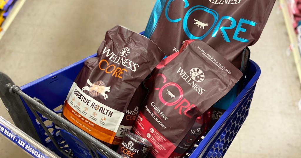 wellness core dog food in shopping cart