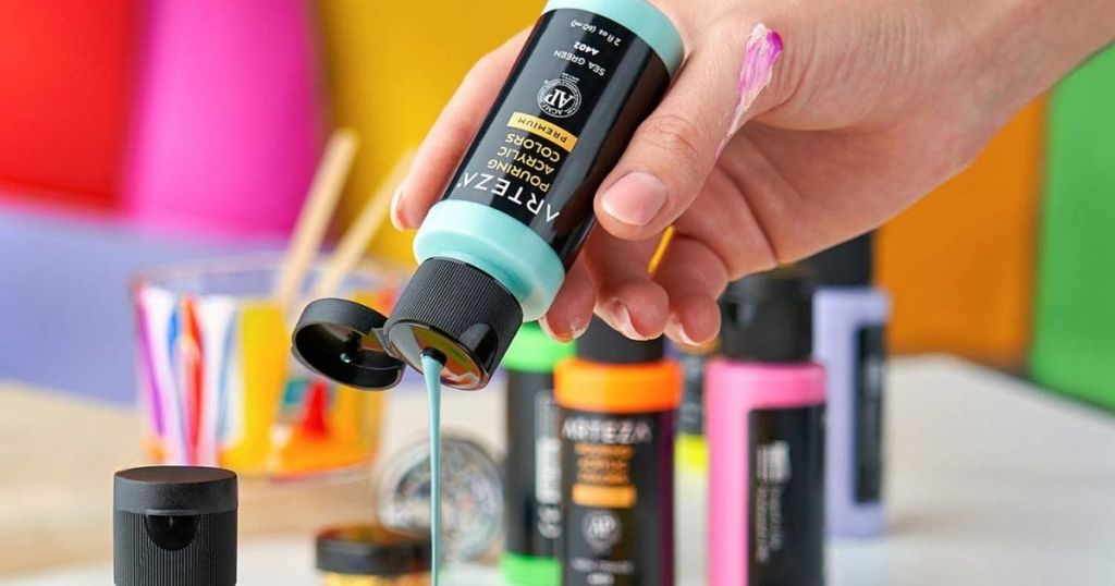 bottle of Arteza teal paint