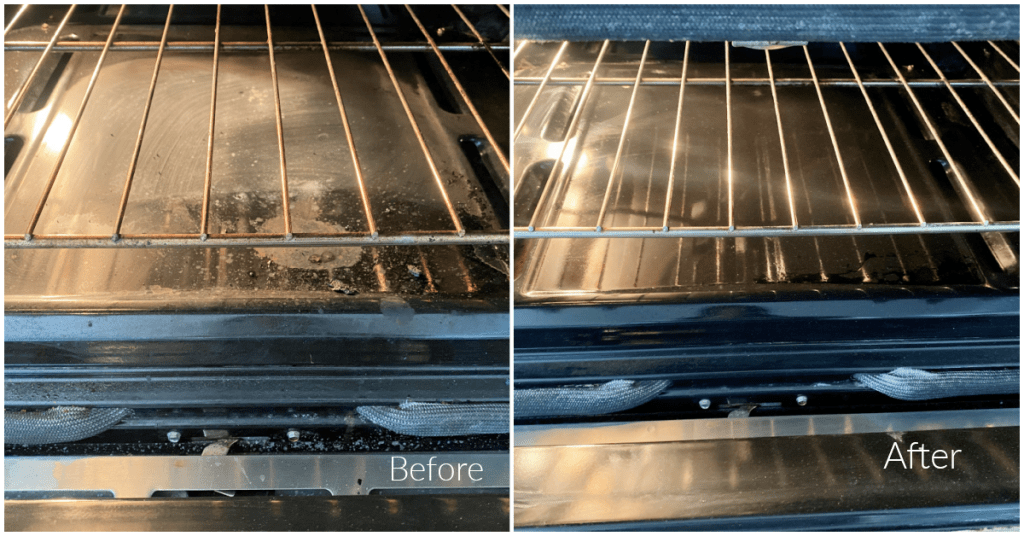 before and after cleaning oven