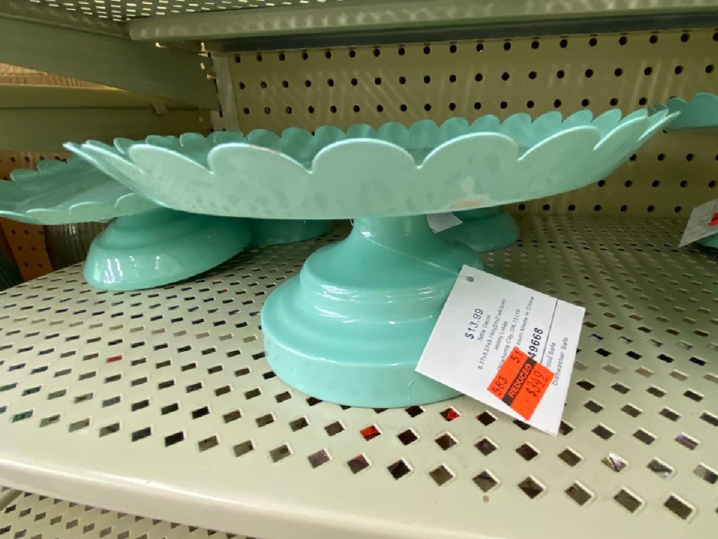 green cake stand on display in store