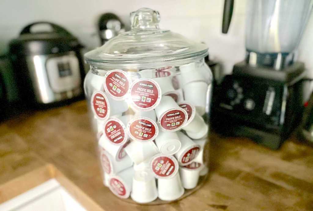 clear storage container full of kcups