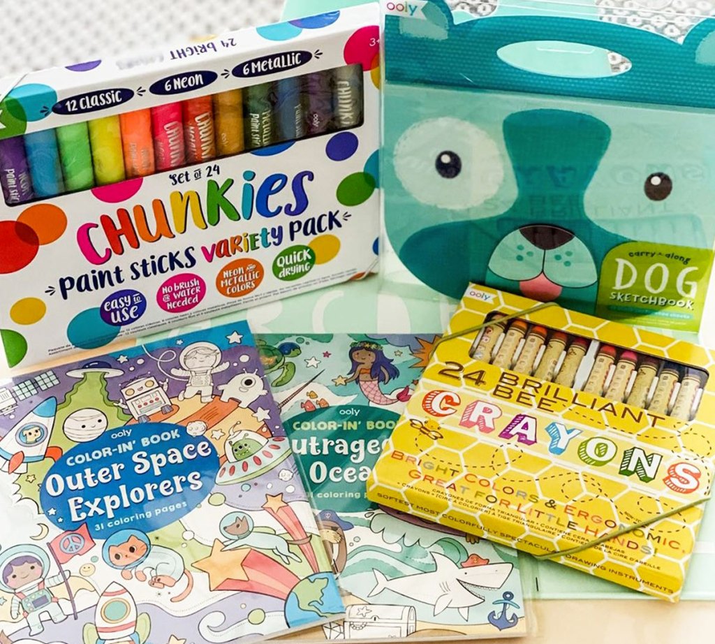 art supplies and activity books