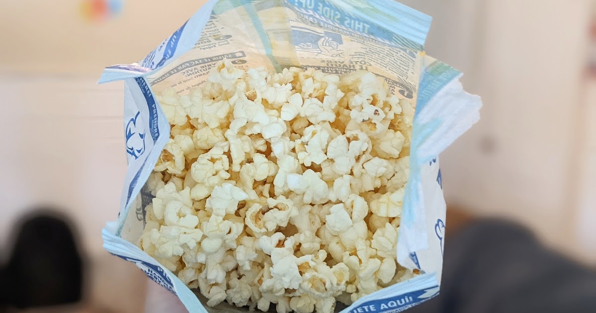 open bag of microwave popcorn