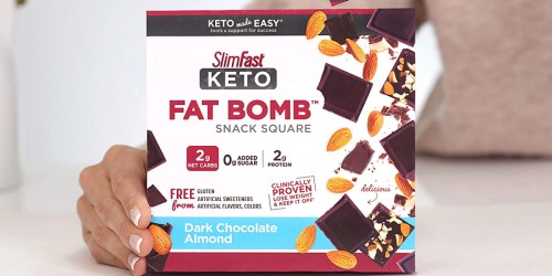 SlimFast Keto Dark Chocolate Almond Squares 14-Pack Only $6.51 on Amazon | Just 47¢ Each