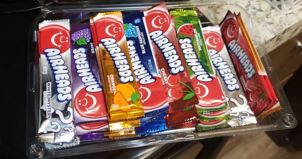 Airheads candies in plastic tray