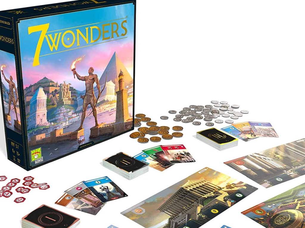 7 wonders board game displayed