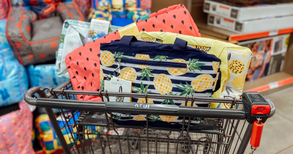 ALDI cart of utility tote and coolers