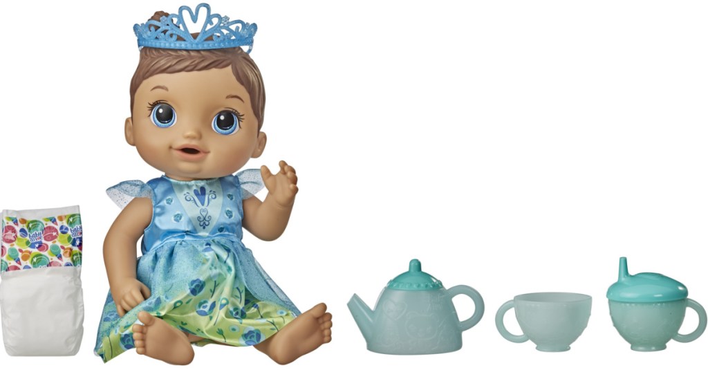 Baby Alive Tea n Sparkles Doll with Brown Hair and Color-Changing Tea Set