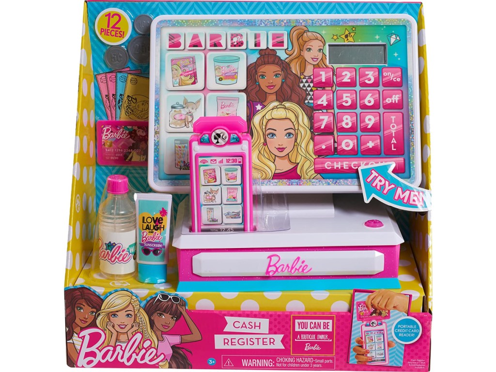 Barbie themed cash register in package