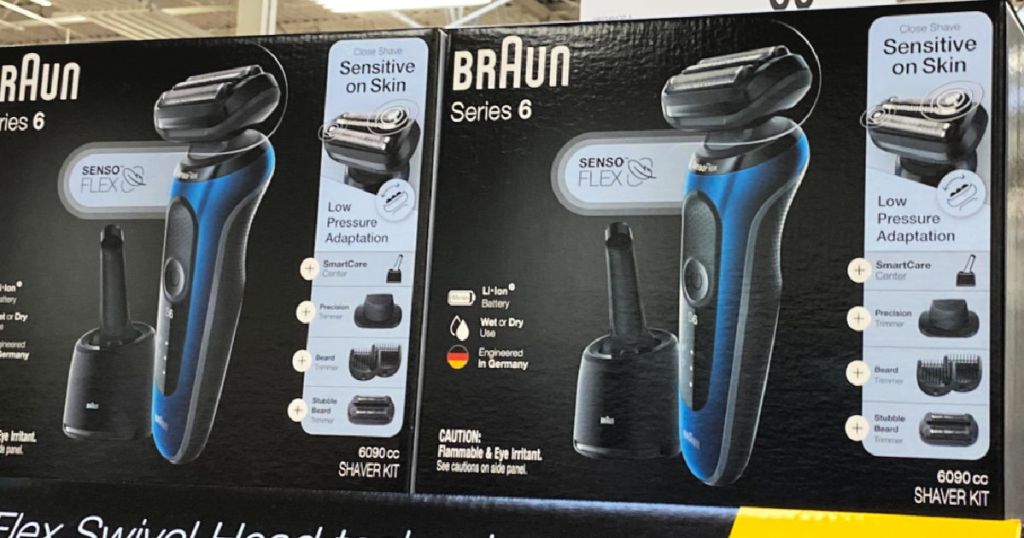 black razor in box on shelf 