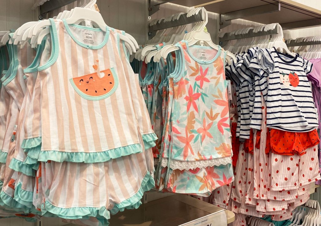 carter's girls pajama sets on hangers