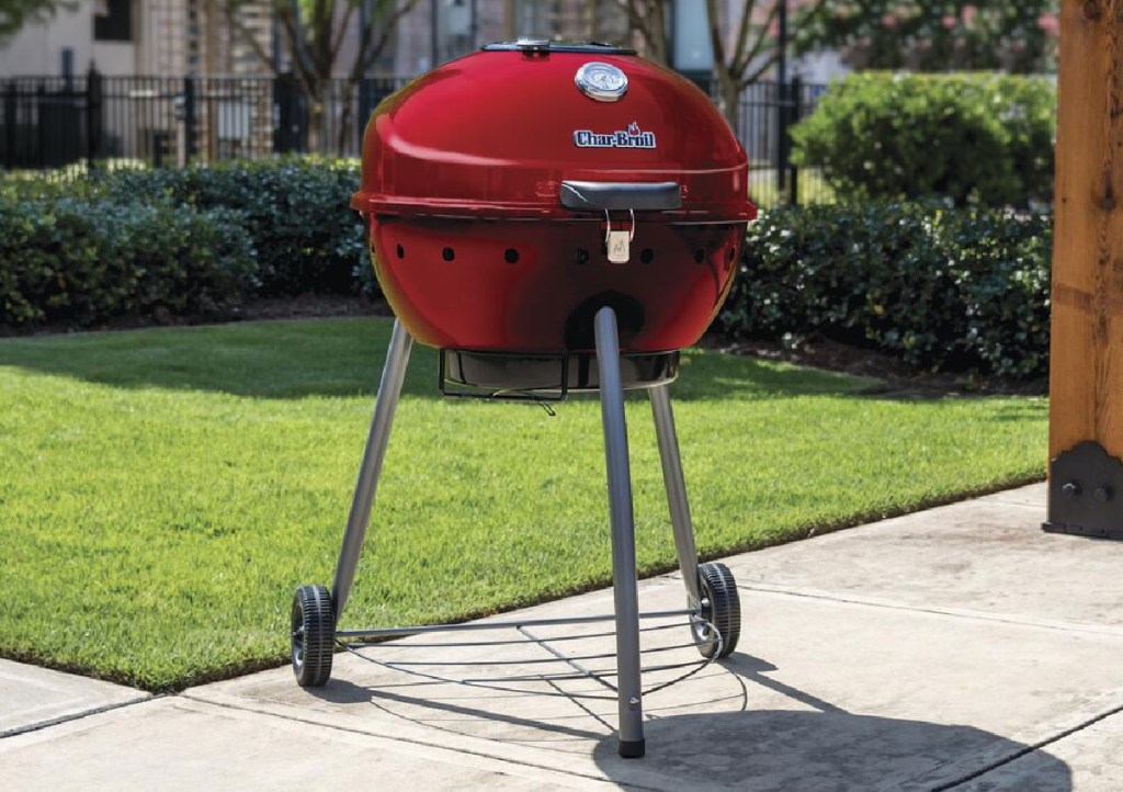 Char-Broil TRU-Infrared Kettleman Charcoal Grill on outdoor patio