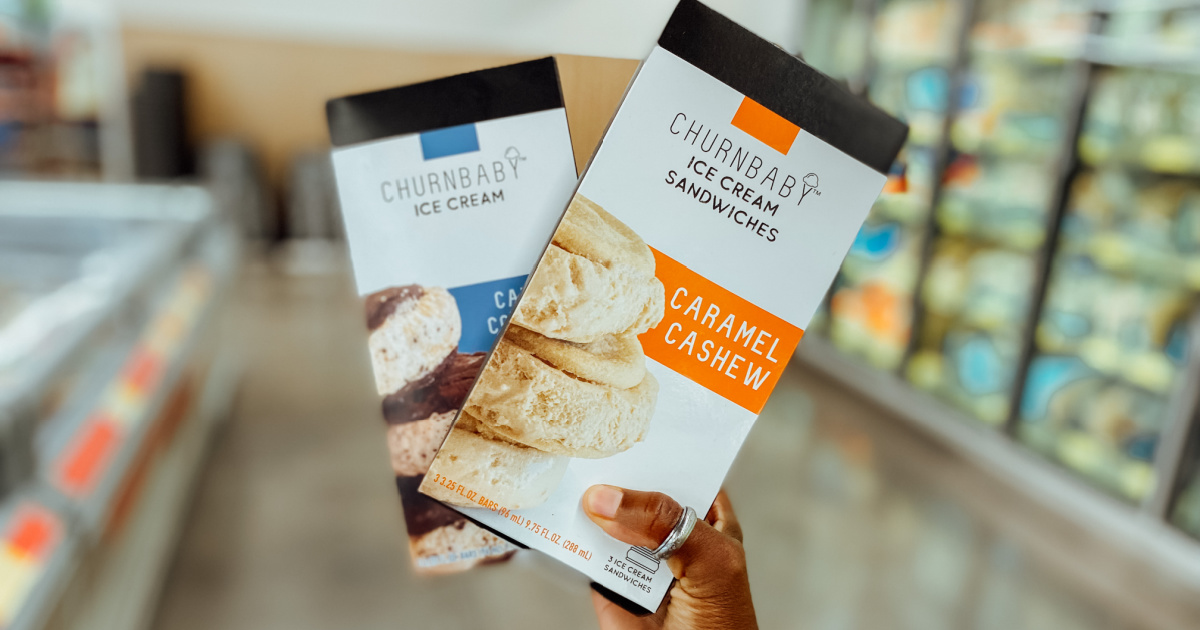 Churnbaby Ice Cream Sandwiches Just 3.97 at ALDI Caramel Cookies N' Cream & Caramel Cashew