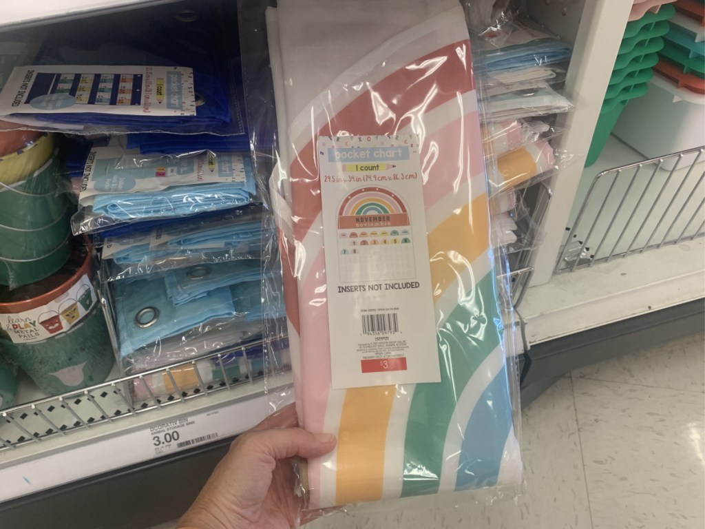 rainbow themed pocket chart in packaging