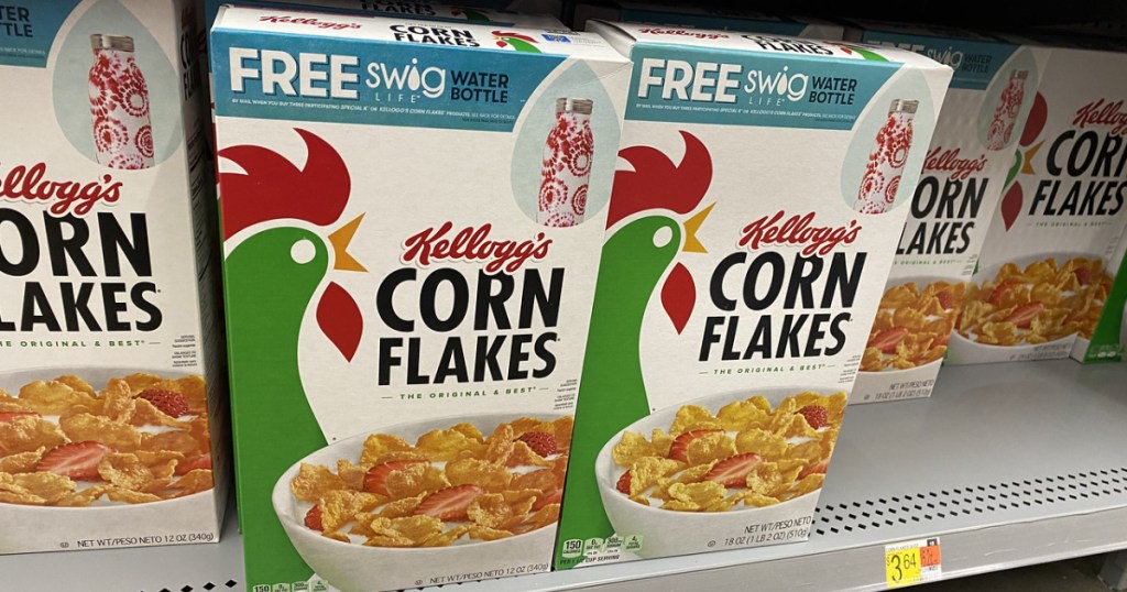 Free Swig Water Bottle on Corn Flakes boxes