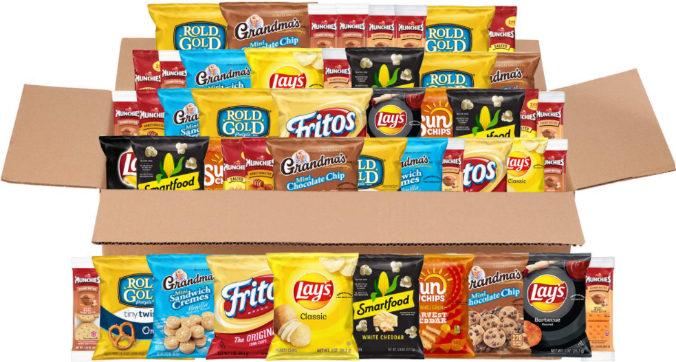 box filled with Frito-lay snacks