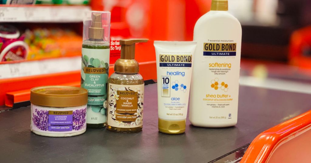 skin care products on conveyer belt