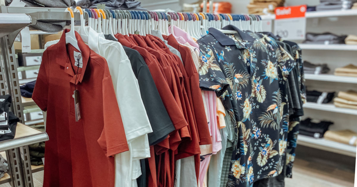 men's polo shirts on rack 