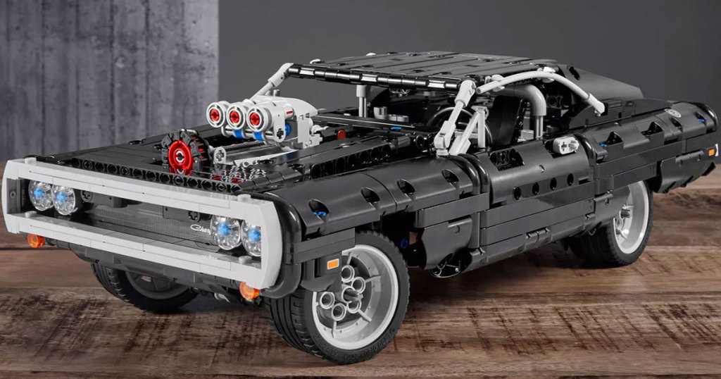 black lego dodge charger on table