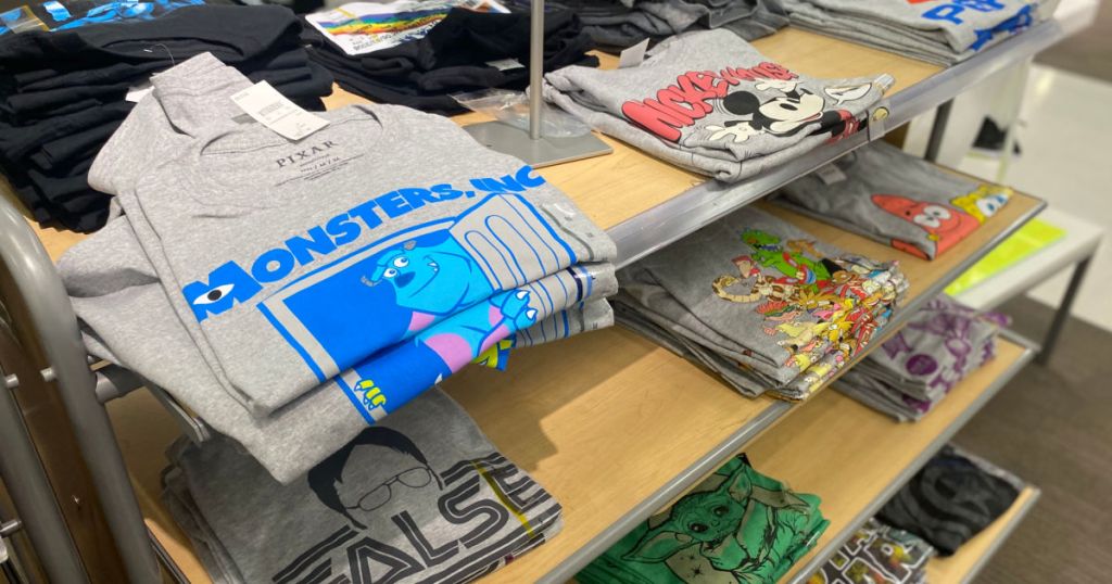 men's t-shirts on shelf