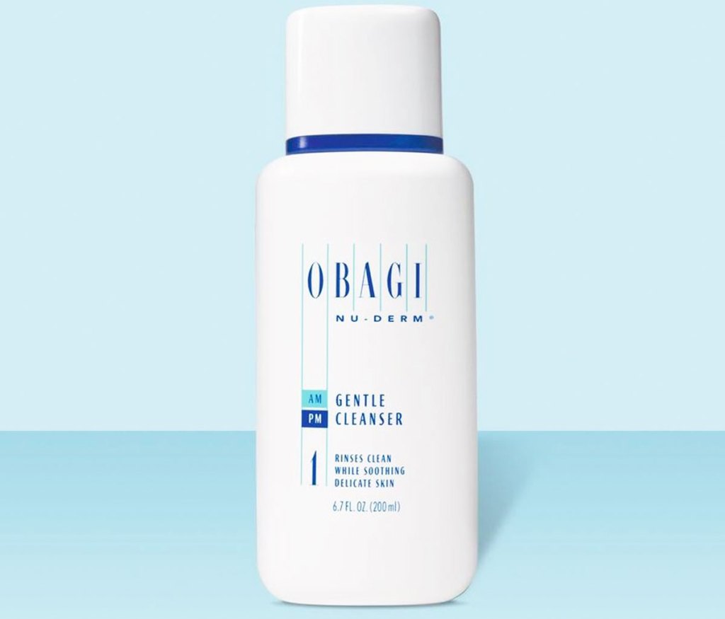 white bottle of obagi facial cleanser