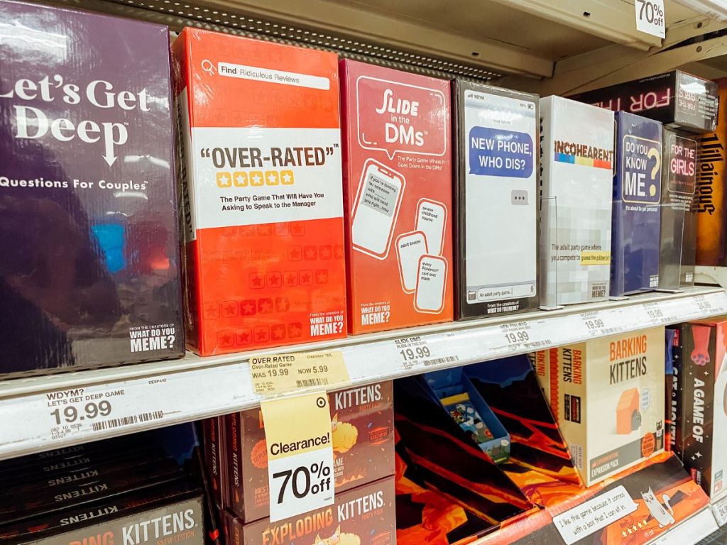 Over-Rated Game on a shelf at Target