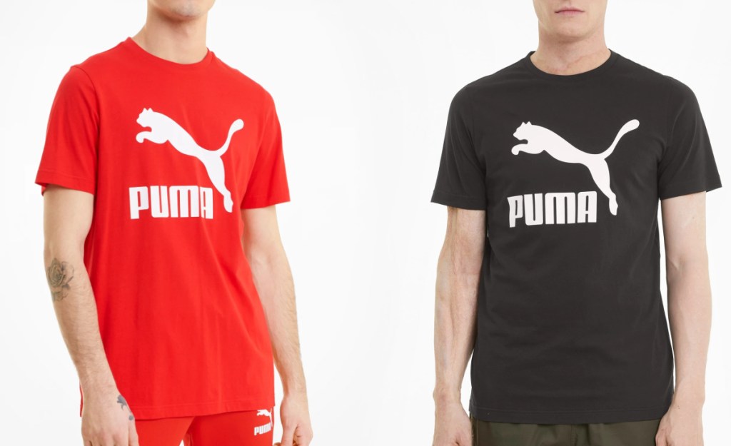 two men wearing PUMA logo tees