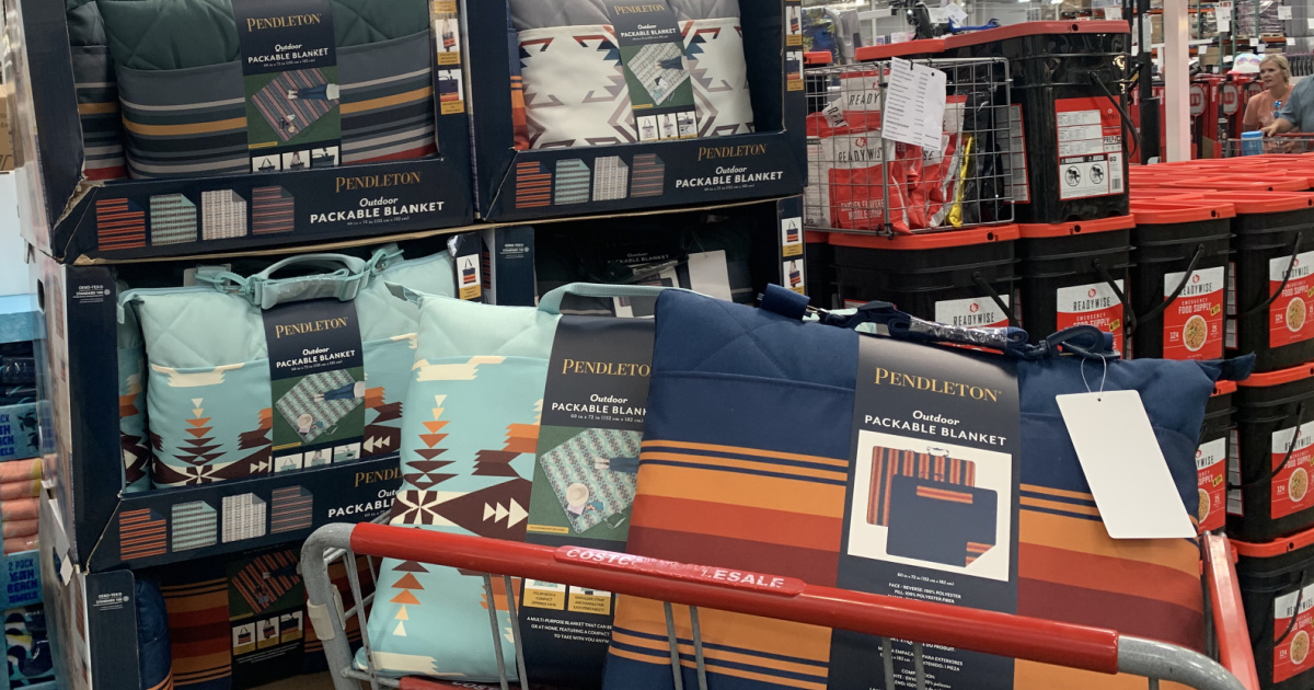 costco cart with pendleton outdoor blankets