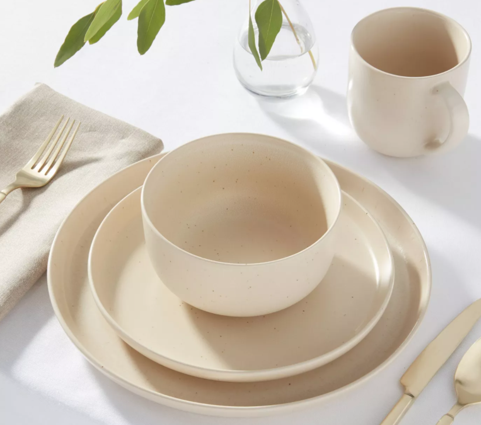 table with a dinnerware place setting