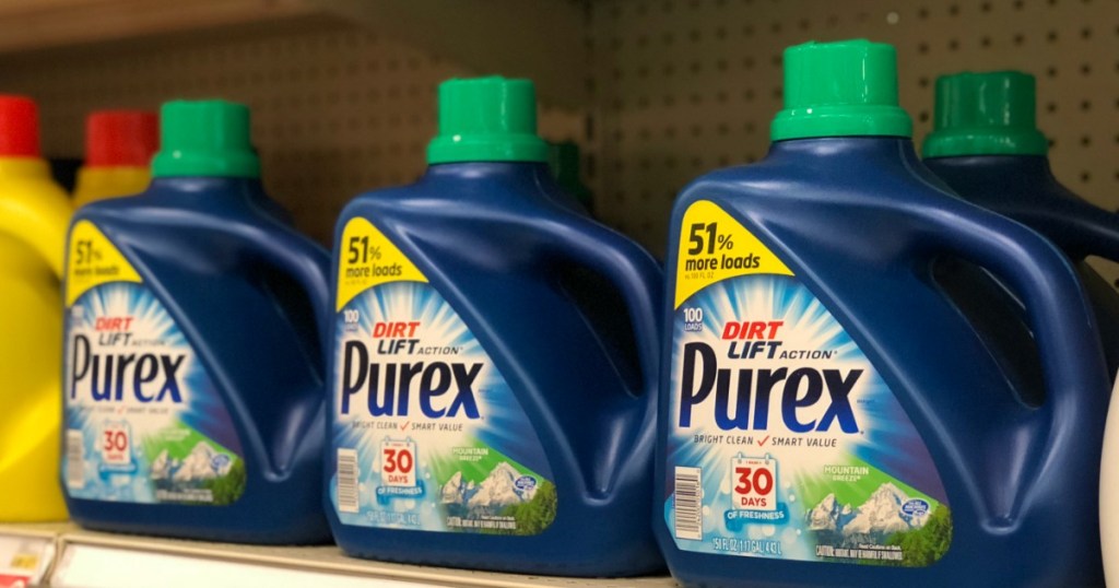 row of purex laundry detergent