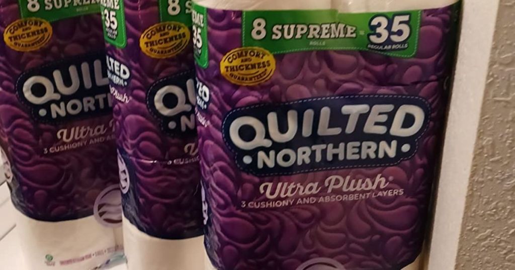 three packs of Quilted Northern toilet paper