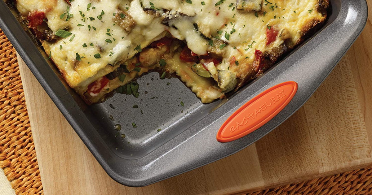 Large non-stick pan with lasagna