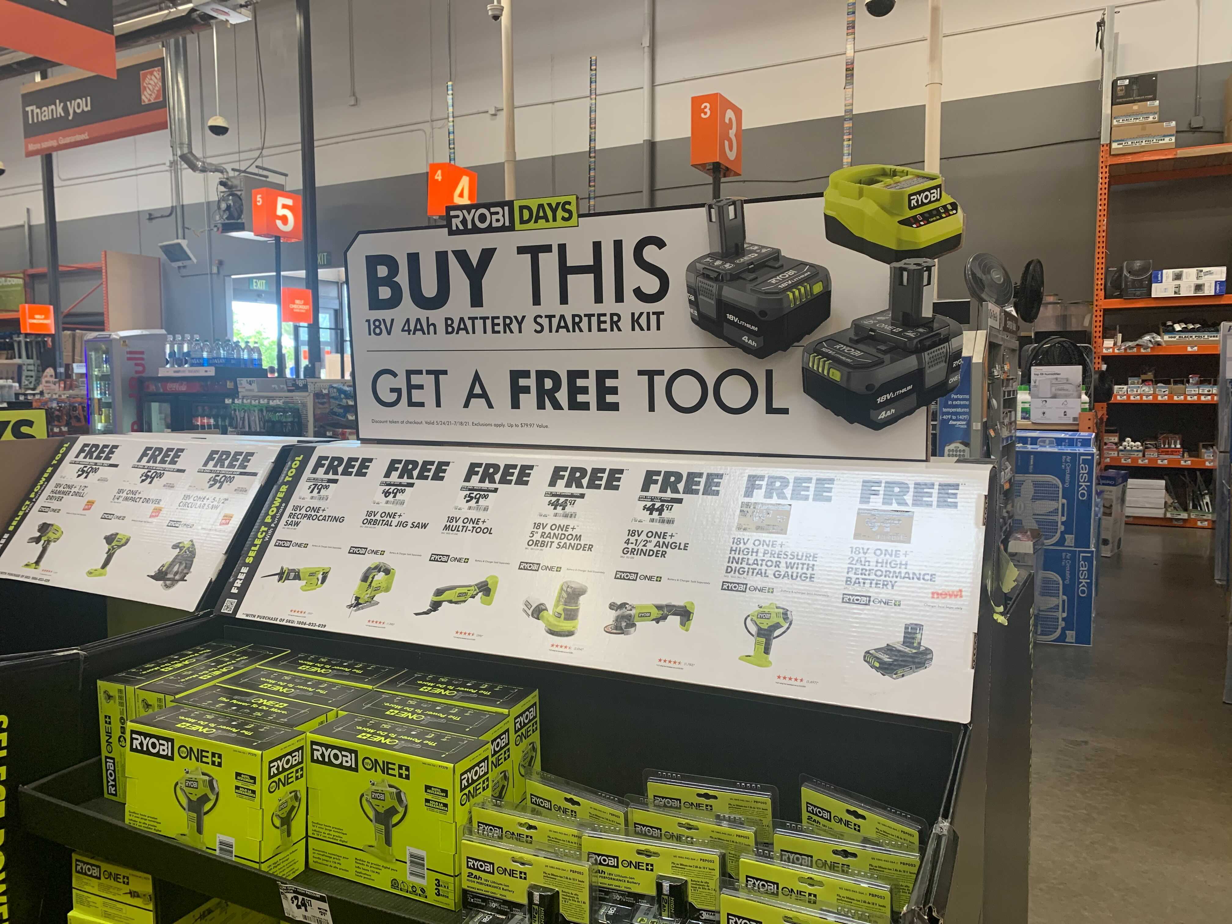 Ryobi two battery online free tool