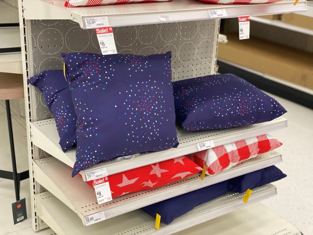 pillows on a shelf at Target