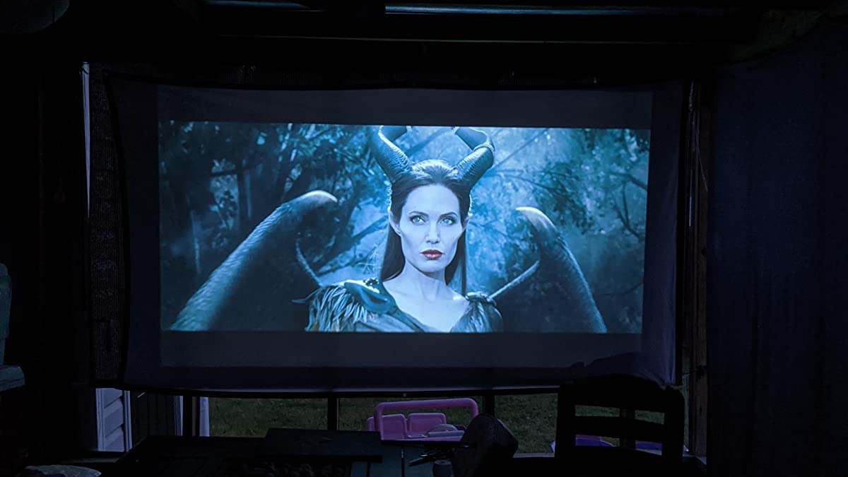 Maleficent movie playing on a projector