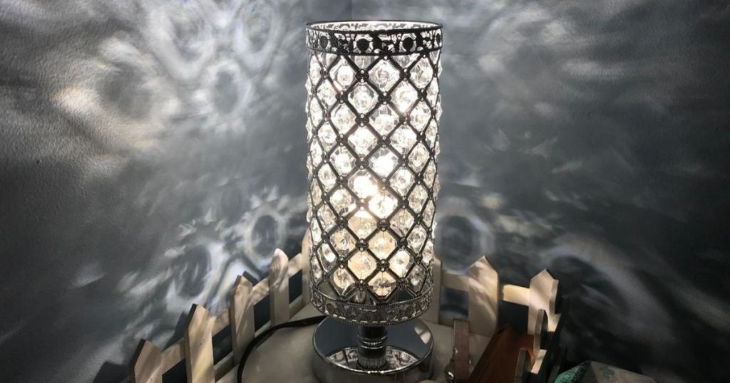 crystal lamp on table