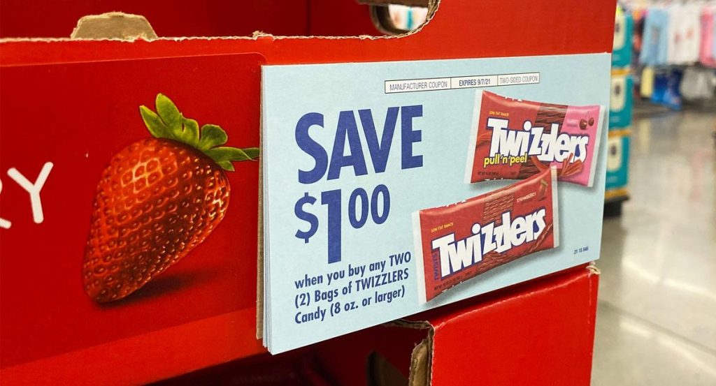 coupon on twizzlers in-store display